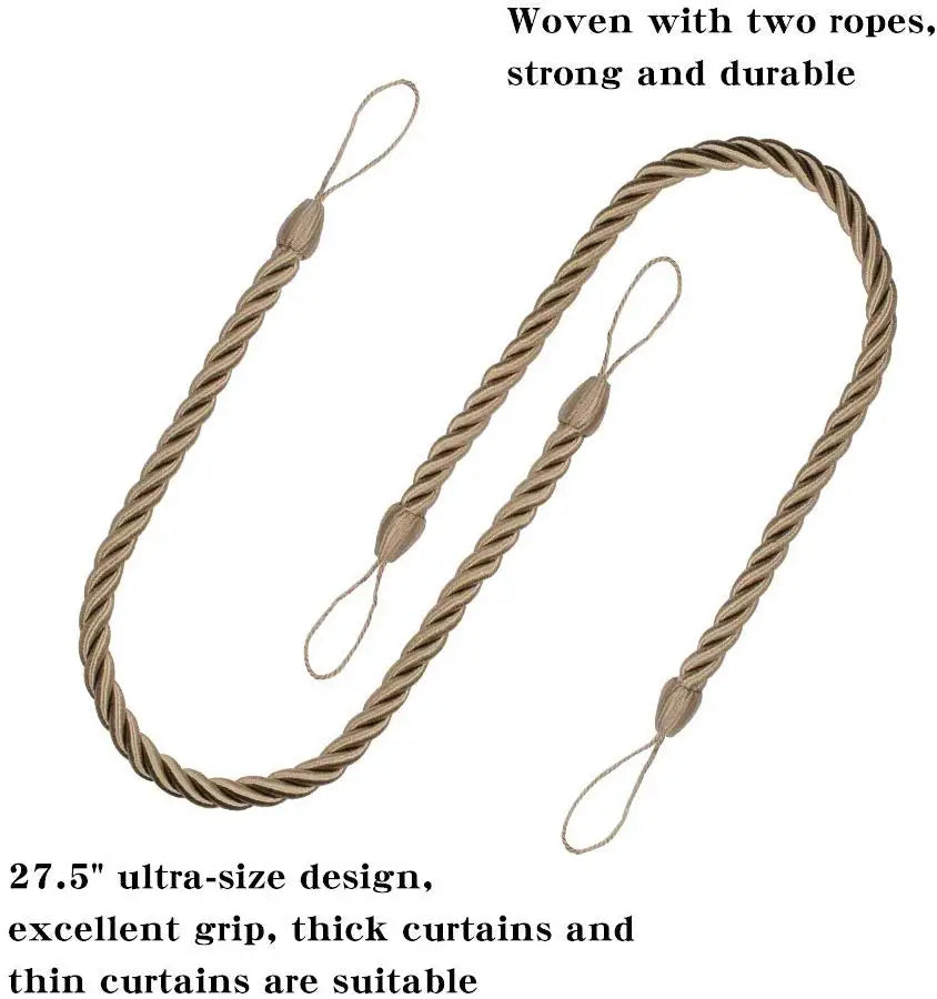 corde rideaux moderne or gris anneaux torsadée polonais accessoires décoration maison