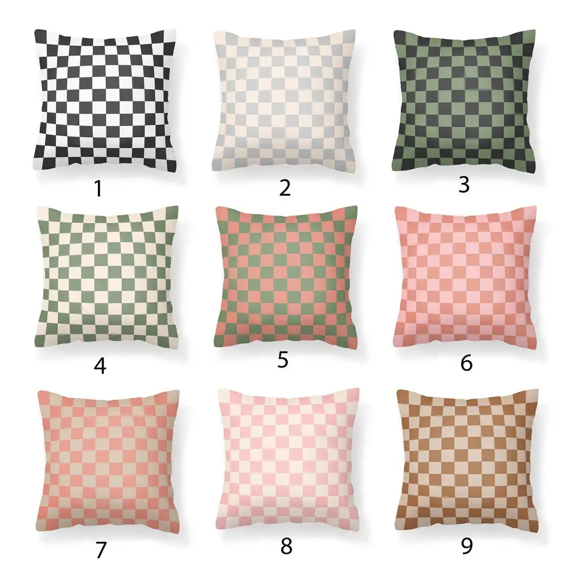 housse coussin velours carreaux vert clair blanc moderne nordique décoration intérieure lit canapé salon