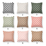 housse coussin velours carreaux vert clair blanc moderne nordique décoration intérieure lit canapé salon