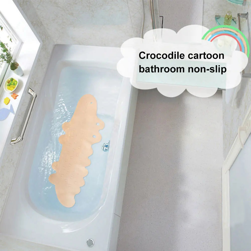 tapis bain enfant motif crocodile bleu vert rose non glissant salle bain