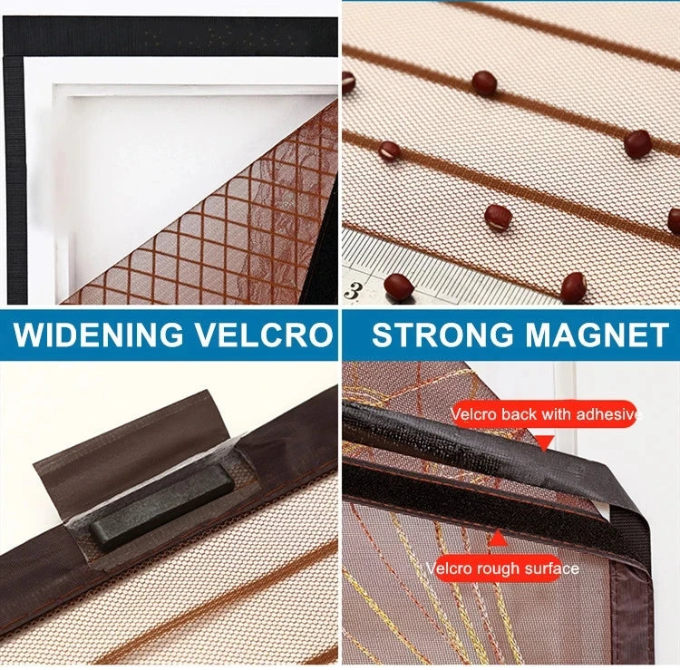 rideau moustiquaire porte velcro aimants marron clair beige rayures horizontales moderne anti insectes protection