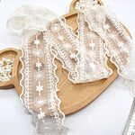 ruban dentelle fleurs blanches classique blanc soluble eau coton polyester artisanat couture