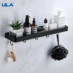 étagère salle bain double niveau murale alliage aluminium noir lisse moderne serviettes pots crèmes