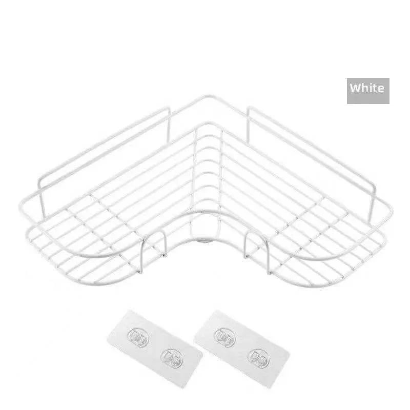 étagère salle bain moderne adhésive noir grille métallique rangement bouteilles cosmétiques flacons pots boîtes