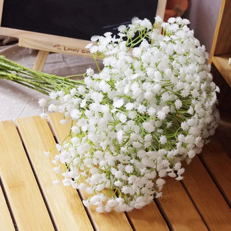décoration intérieure bouquet artificiel blanc fleurs simples moderne 52cm transparent vase mariage anniversaire baby