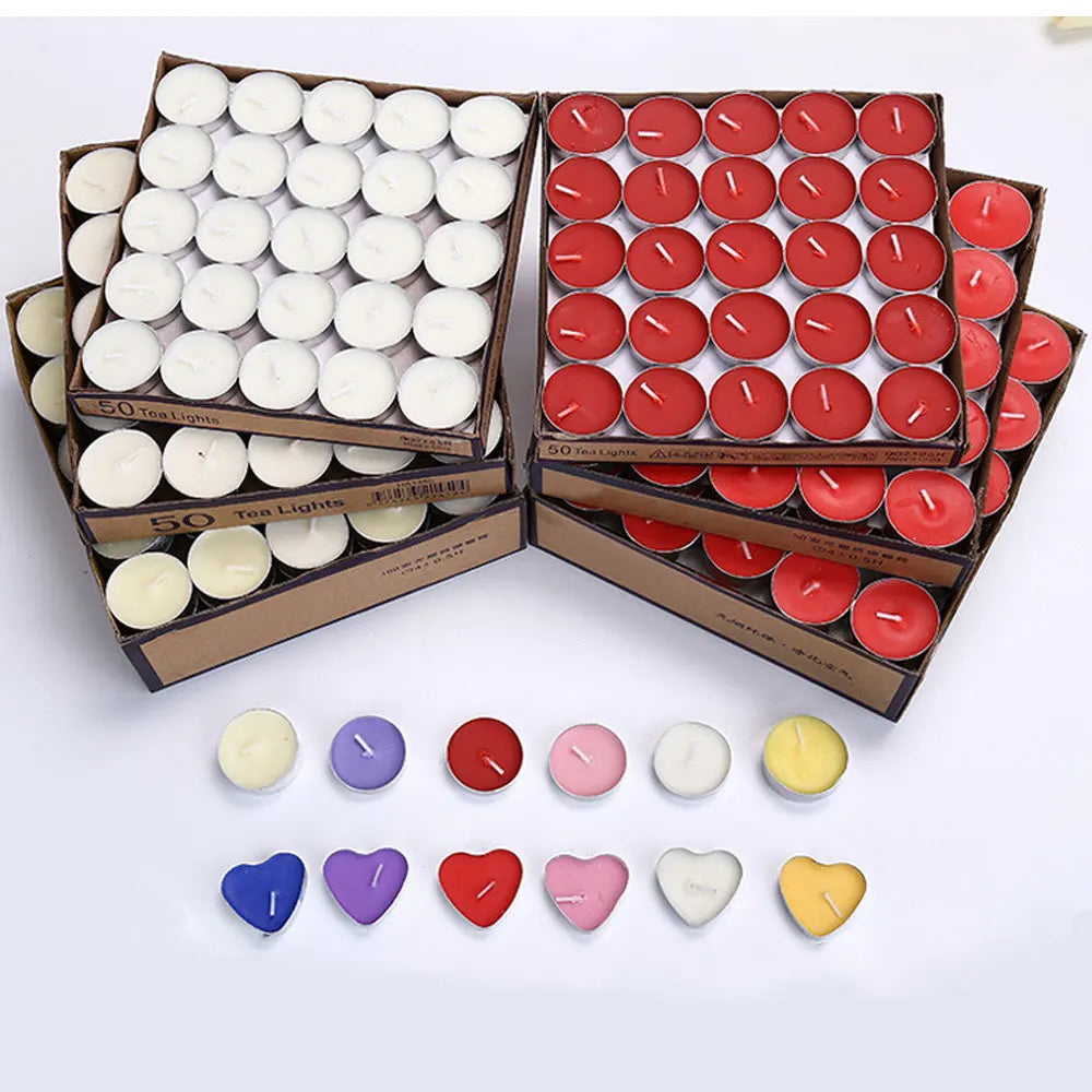 bougies paraffine mariage blanc rouge rose jaune bleu violet simples modernes minimalistes 50 pièces