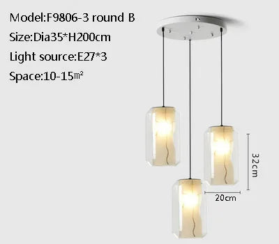 lampe suspendue moderne marbre blanche transparente salon chambre hallhôtel(touch screen)