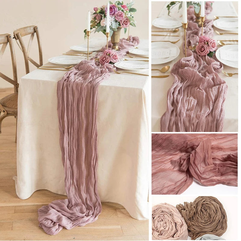 ruban table coton orange rouge rose beige rayures plissé décoration noël mariage hiver