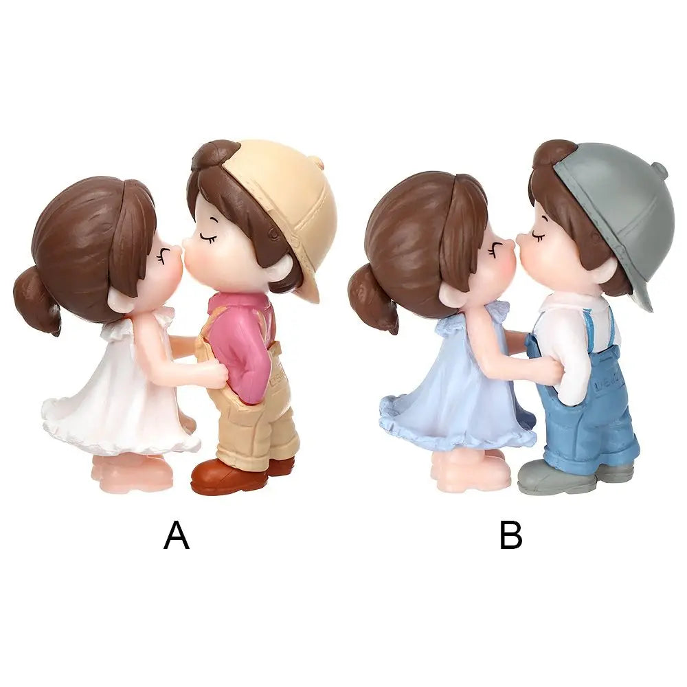 figurines couple cartoon blanc bleu décoration intérieure extérieure amoureux stylisées ornement maison jardin