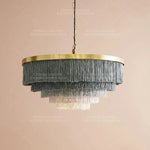 suspension lumineuse franges moderne or blanc gris élégant chambre fille lumière bohème