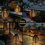 lanterne solaire dorée perforée motifs floraux artisanal rustique extérieur jardin patio led autoinstallation ip65
