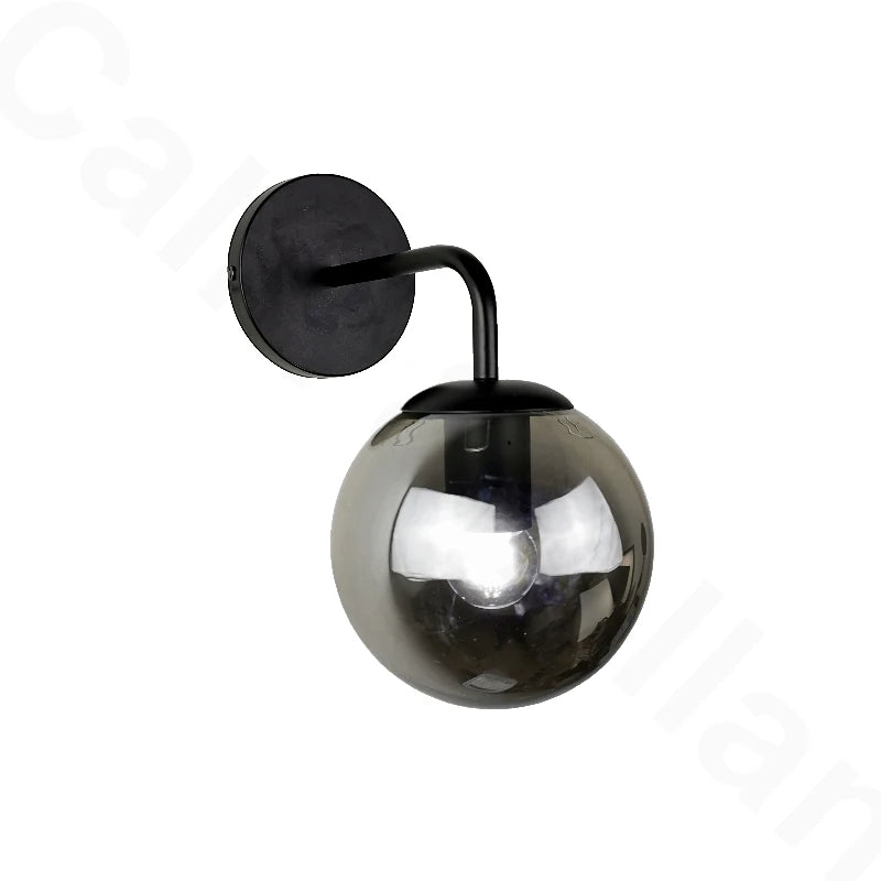 applique murale led moderne sphère verre gravée noir doré chambre salon cuisine 150mm 200mm