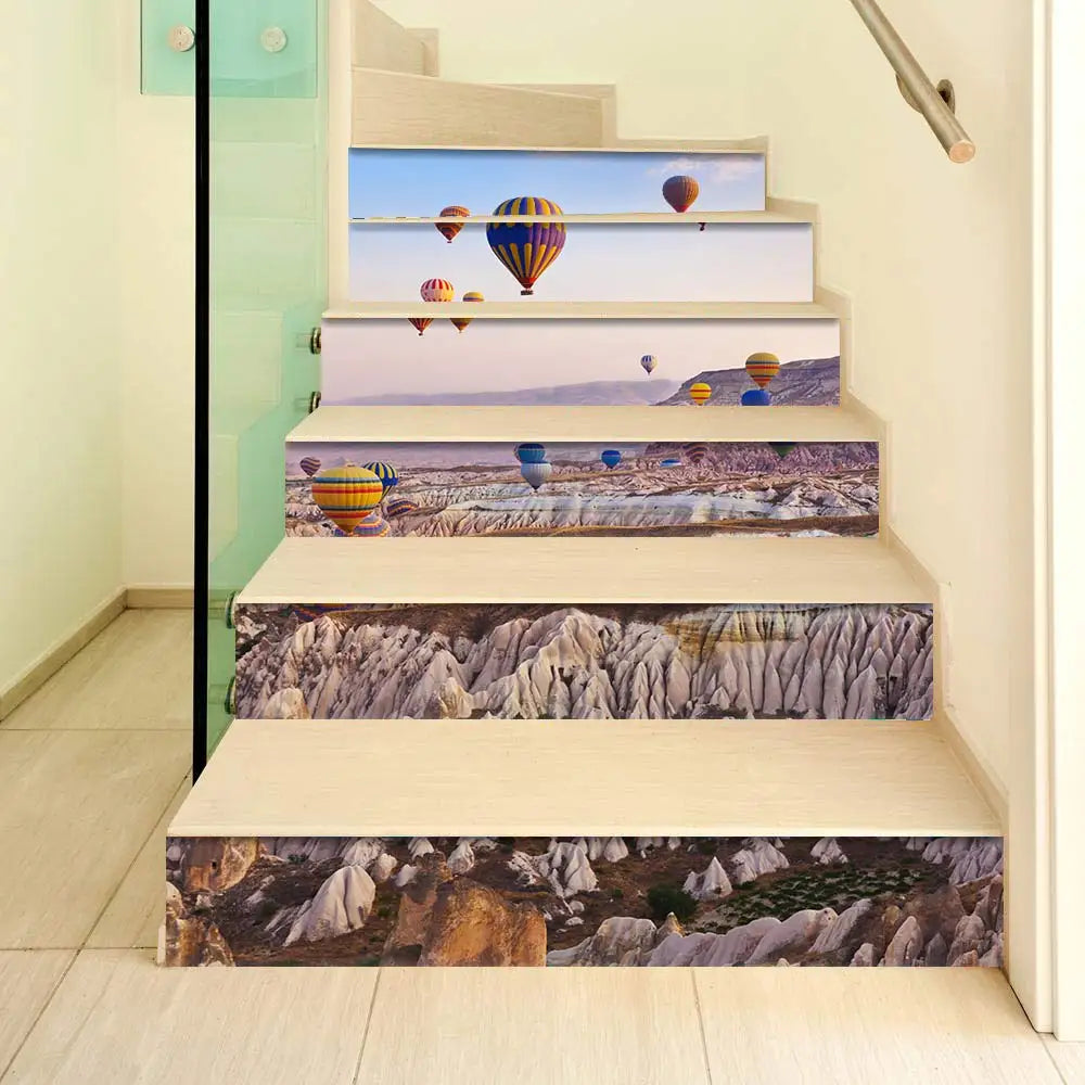 Sticker marche escalier PVC motif montagne