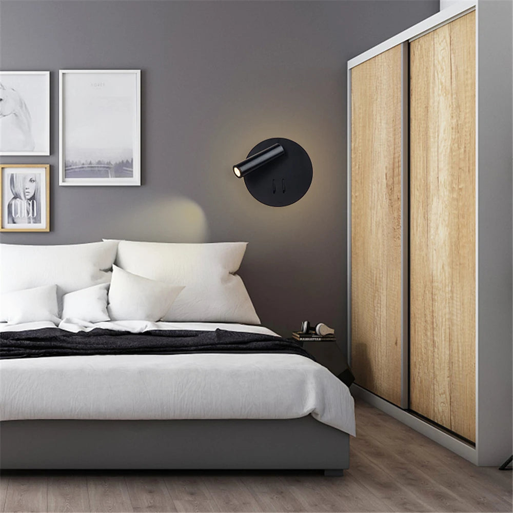 Lampes murales modernes LED blanc noir réglables 220V 110V chambre coucher entrée salle manger