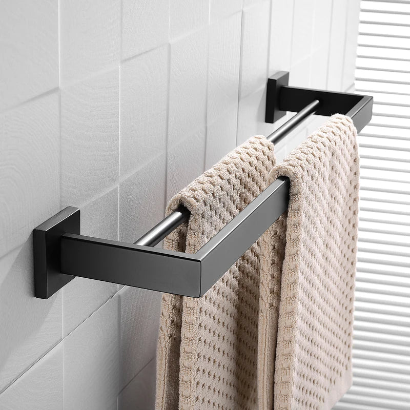 porte serviettes mural double acier inoxydable noir argenté doré moderne électroplaqué fixations serviettes