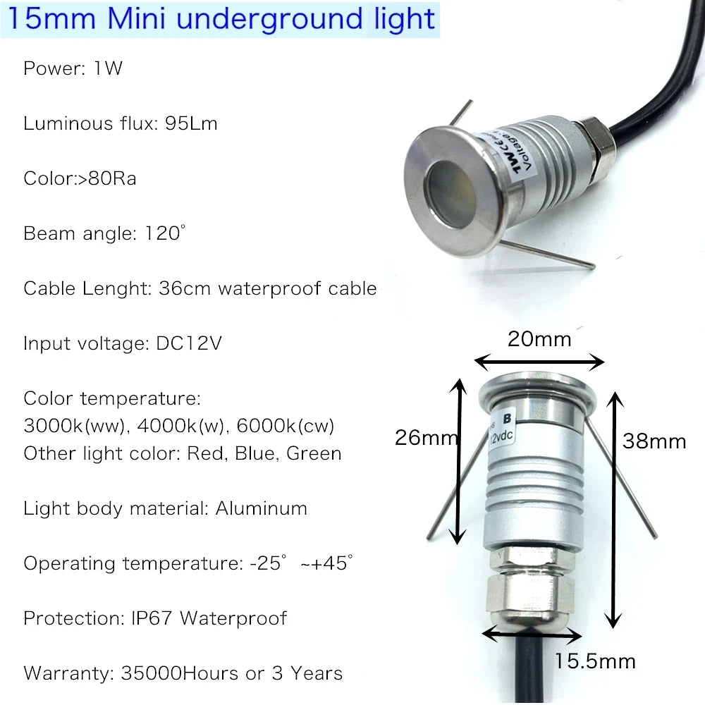 projecteur led argenté moderne ip67 encastrable extérieur 12v cble 36cm opaque minimaliste