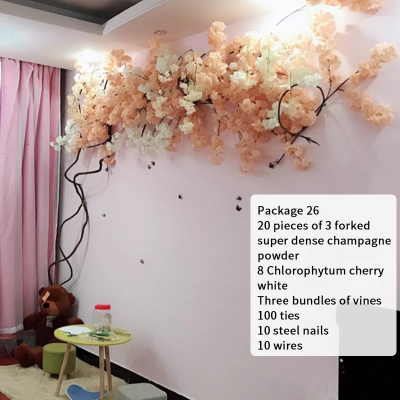 arbre artificiel cerisier rose blanc fleurs feuilles décoration mariage fête intérieur grande taille