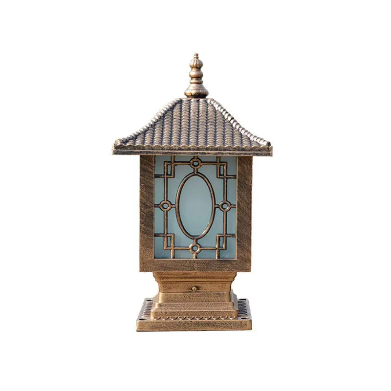Lampadaire extérieur bronze noir texturé panneau verre translucide asiatique traditionnel éclairage cuisine chambre coucher