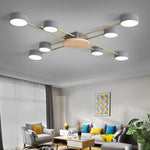 plafonnier moderne gris doré bois éclairage led nordique minimaliste chambre salon