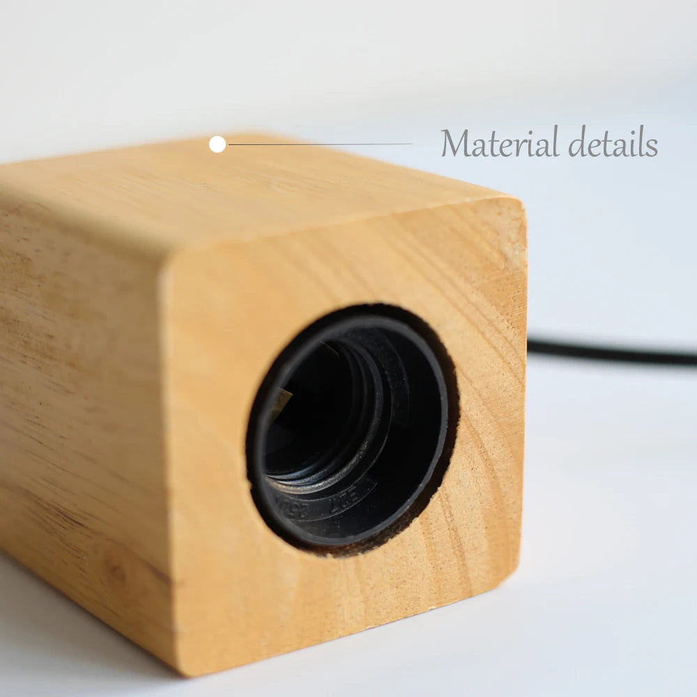 lampe table bois moderne industriel ampoule filament visible cylindre cube octaèdre chambre coucher deco