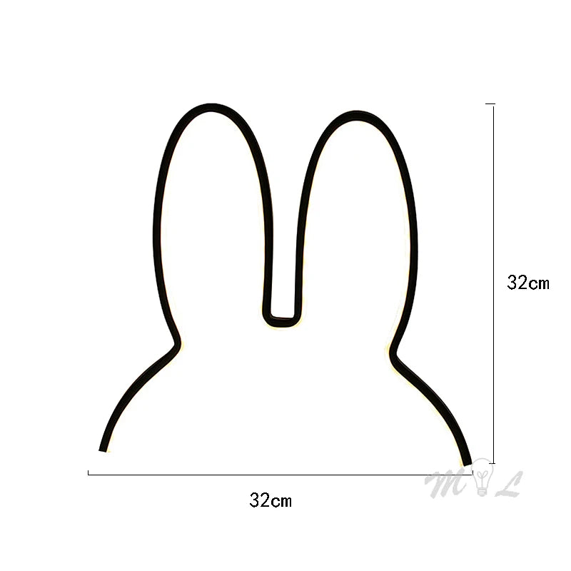 veilleuse led lapin moderne minimaliste câble interrupteur blanc chambre étude lumière nocturne deco chambre