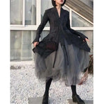 jupe tulle gris plissée fine élégante femme printemps opaques contemporaine mi mollet