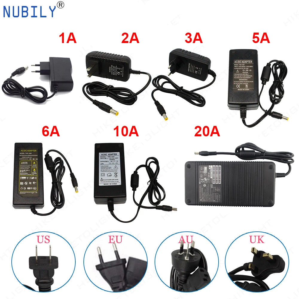 adaptateur secteur 12v dc alimentation électrique noir bande led camera cctv