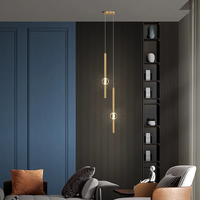 suspension lumineuse moderne or noir cristal led minimaliste contemporain translucent