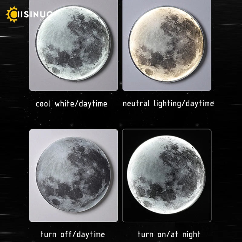 lampe murale lune forme moderne relief blanc noir minimaliste adhésif led chambre étudeentrée