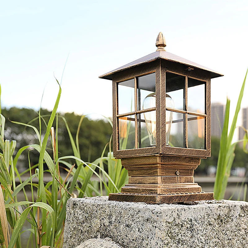 lampe sol classique noir bronze quadrillage transparent ip65 led e27 filaireextérieur moderne
