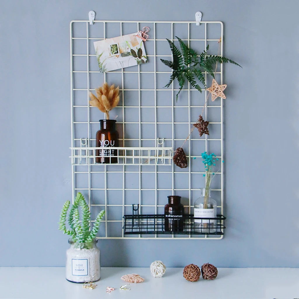 panier mural noir étagères métal grille suspendu moderne organisation décoration intérieure crochets robuste durable