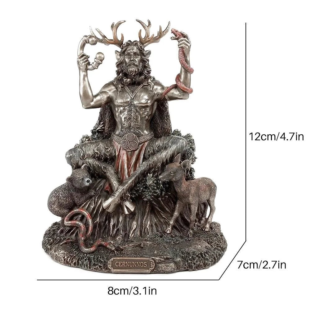 statue celtique cernunnos dieu barbe bois cerf ours serpent verteextérieur jardin décoration ornement table
