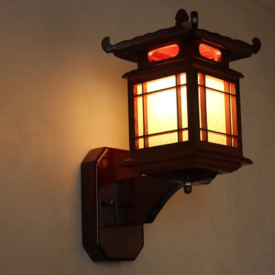 Applique murale en bois rétro style chinois antique rouge vue de face