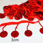 ruban decoratif sequins brillants fleurs artificielles bleu rouge noir or rose 10 yards opacite