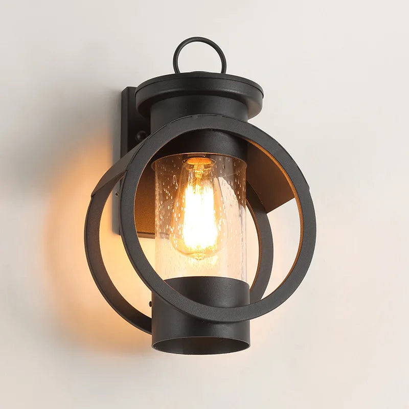 lampe murale moderne noire verre trempé transparent ip65 éclairage extérieur industriel led fixe