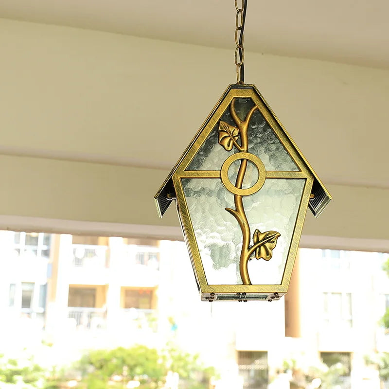 lampe suspendue art nouveau feuilles dorées verre translucide salon chambre étudié assemble facile