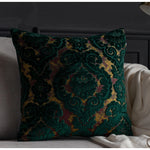 taies d'oreiller velours fleur motif floral damas relief élégantes classiques beige vert bleu marron