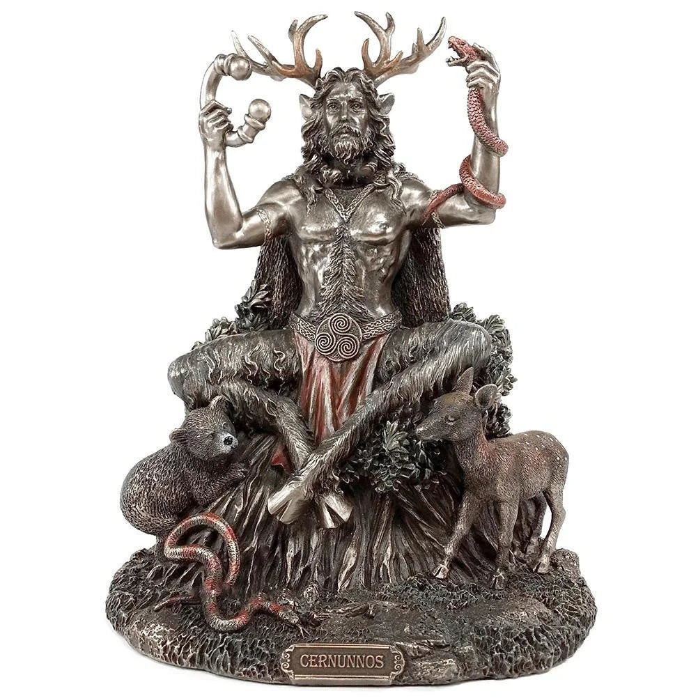 statue celtique cernunnos dieu barbe bois cerf ours serpent verteextérieur jardin décoration ornement table