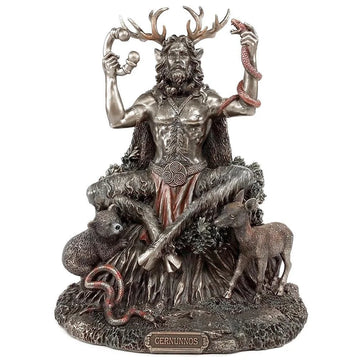 statue celtique cernunnos dieu barbe bois cerf ours serpent verteextérieur jardin décoration ornement table