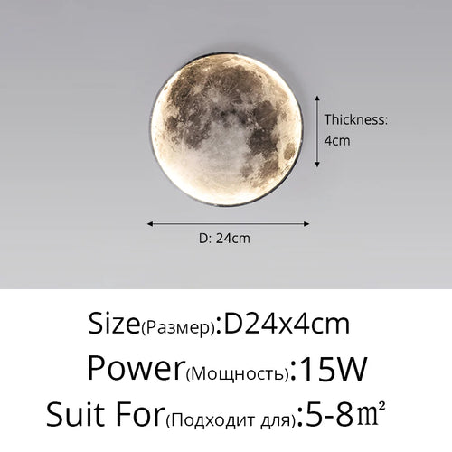 applique murale lune lumineuse led moderne relief blanc gris noir décoration intérieur