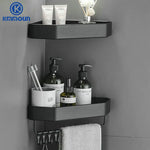 étagère d'angle aluminium noir mat salle bain moderne étagère gris mat salle douche clips