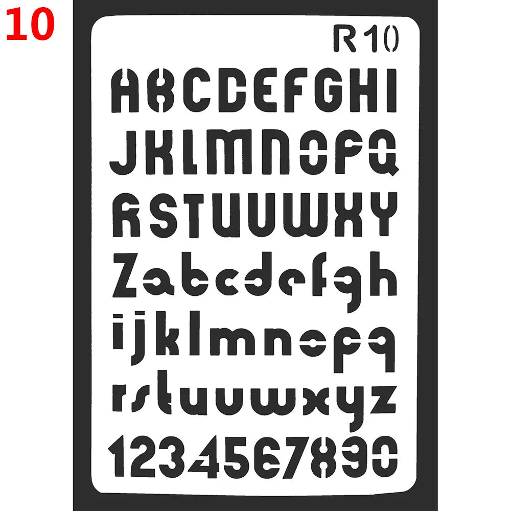 gabarits lettres gothiques adhésifs peinture murale stencil alphabet wall painting embossing opaque deco album