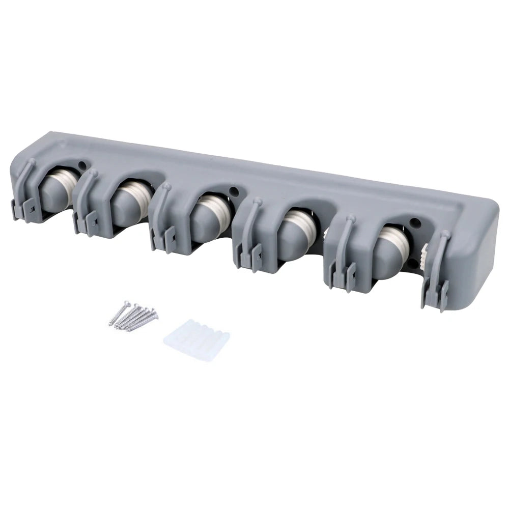 porte balai mural gris moderne adhésif support rangement balais accessoires nettoyage