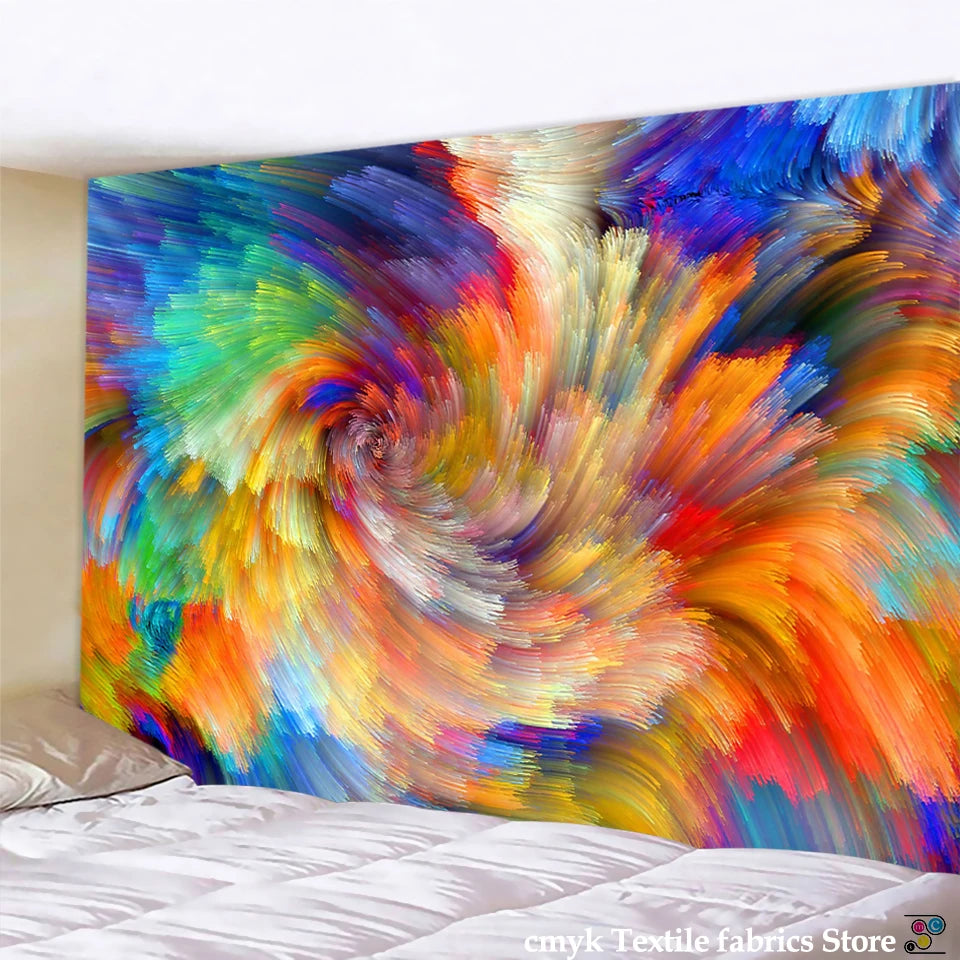 Tenture murale champignon dans une chambre avec décoration bohème