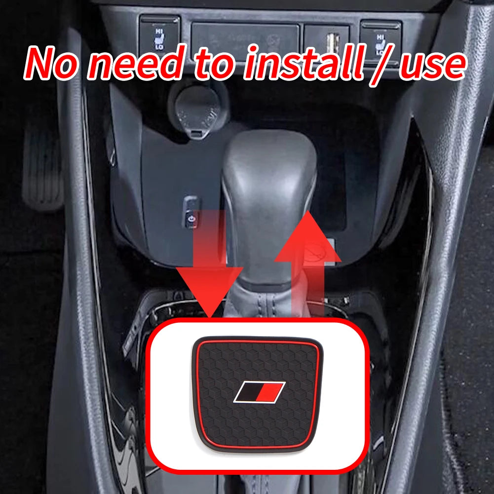 porte verre voiture sport adhésif noir rouge hexagone logo tapis coupe antidérapant pvc