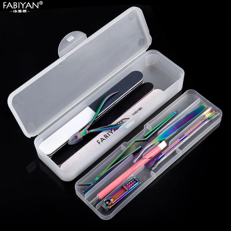 boîte rangement transparente nail art pinceaux outils manucure coupe ongles lime moderne minimaliste