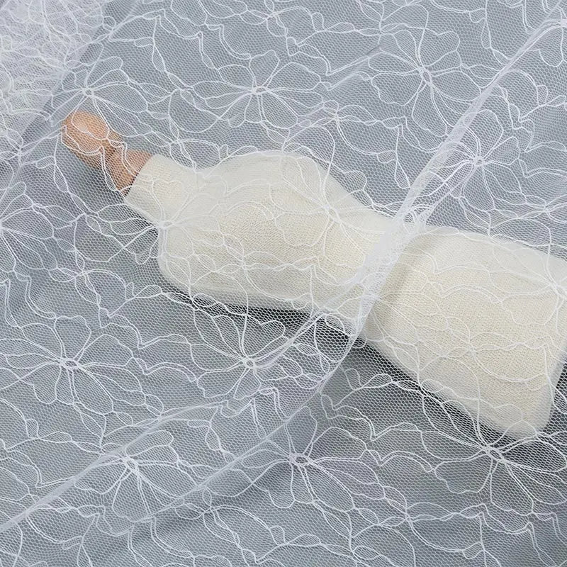 tissu dentelle noir fleurs polyester 150cm classique bricolage robe jupes blouses
