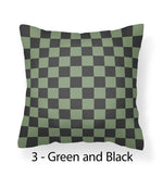 housse coussin velours carreaux vert clair blanc moderne nordique décoration intérieure lit canapé salon