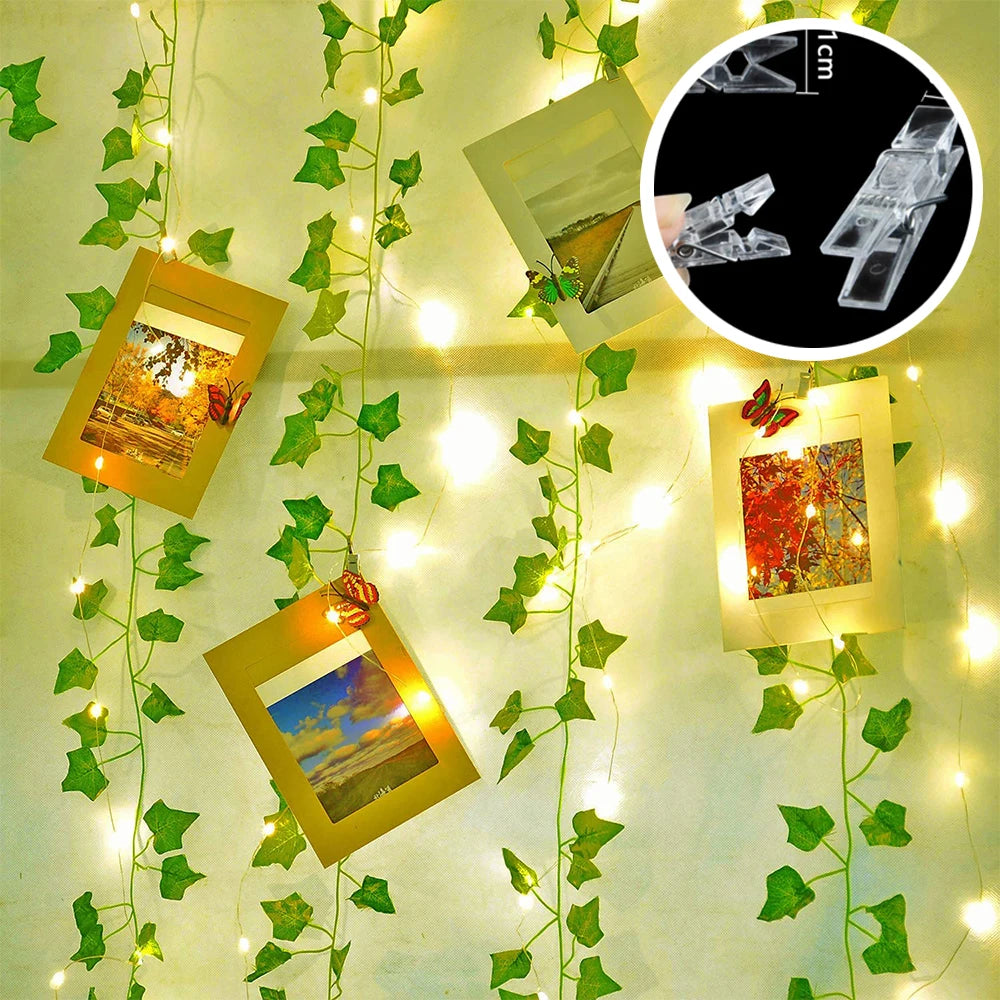 Guirlande lumineuse lierre artificiel 10m 100LED blanc laiteux