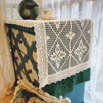 nappe crochetée motif floral géométrique rustique vintage blanc cassé verte bleue table décoration intérieure